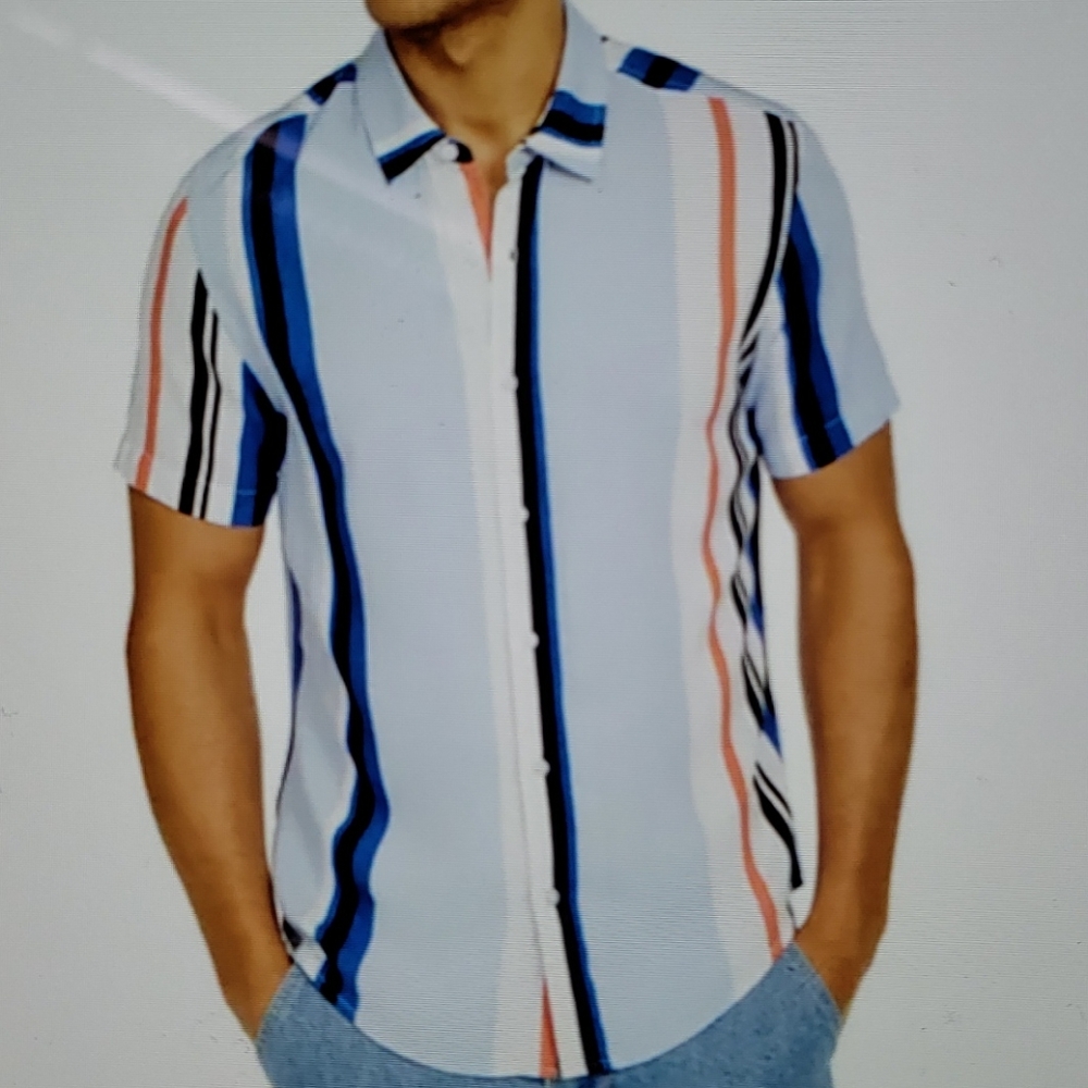 Men's Rayn Ridley Stripe Shirt by  Guess